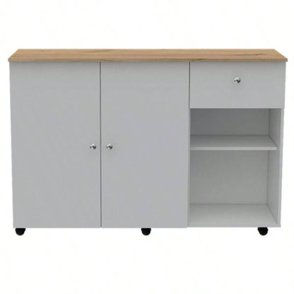 Kitchen Island Cart Indiana, Kitchen, White/ Light Oak
