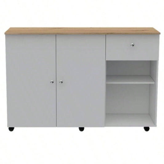Kitchen Island Cart Indiana, Kitchen, White/ Light Oak