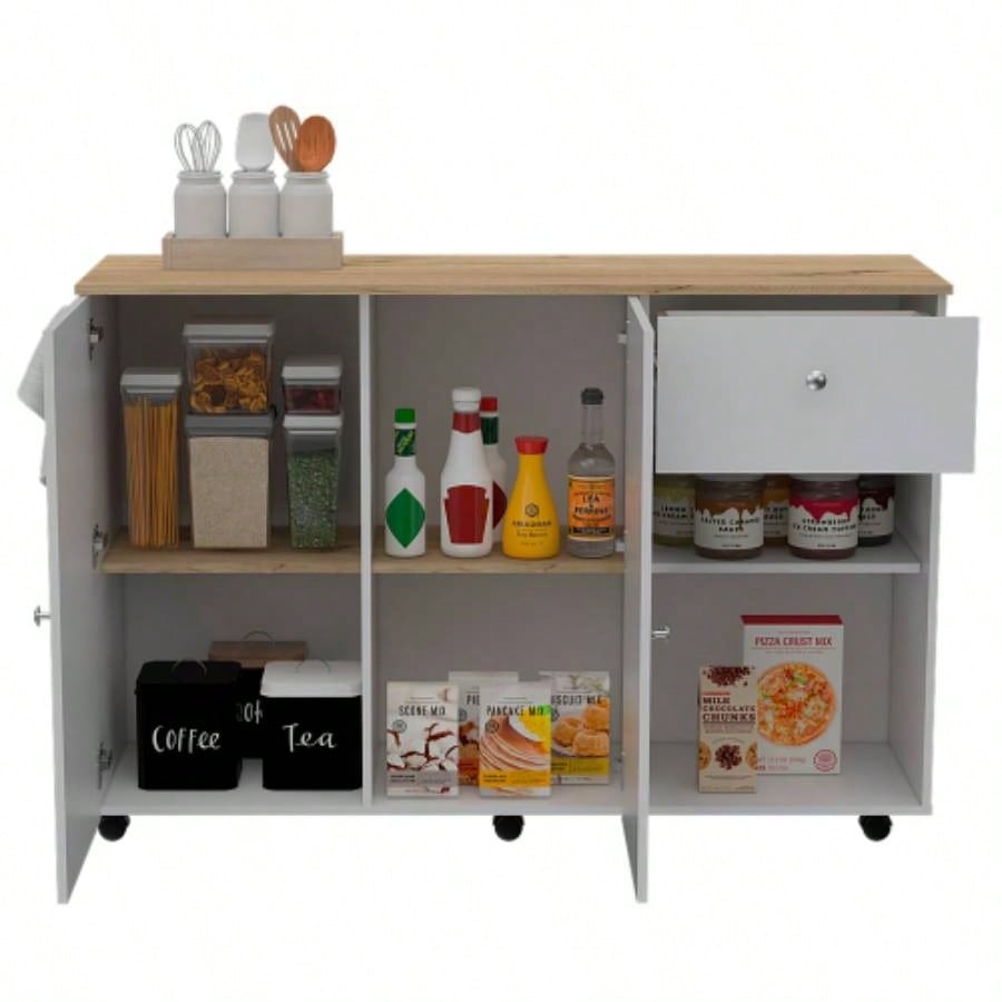 Kitchen Island Cart Indiana, Kitchen, White/ Light Oak