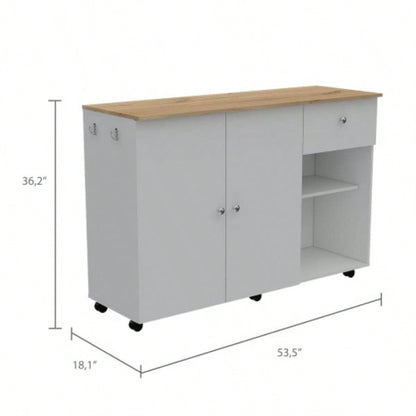 Kitchen Island Cart Indiana, Kitchen, White/ Light Oak