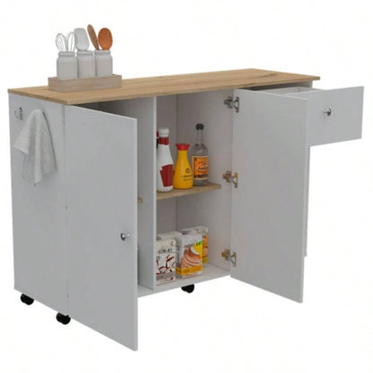 Kitchen Island Cart Indiana, Kitchen, White/ Light Oak