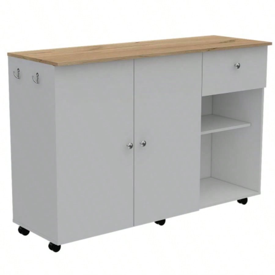Kitchen Island Cart Indiana, Kitchen, White/ Light Oak