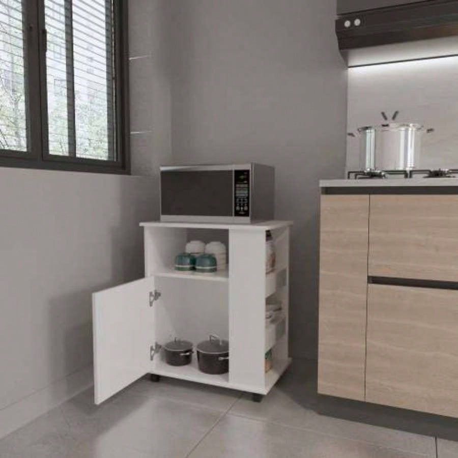 Correy 4 - Shelf Microwave Cabinet with Caster White