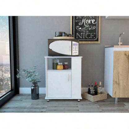 Correy 4 - Shelf Microwave Cabinet with Caster White