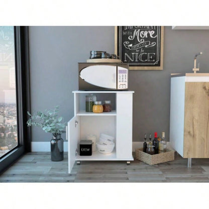 Correy 4 - Shelf Microwave Cabinet with Caster White