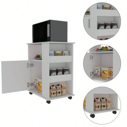 Correy 4 - Shelf Microwave Cabinet with Caster White