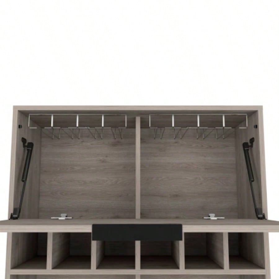 Bar Cabinet Puertu, Six Wine Cubbies, Double Door Cabinet, Light Gray