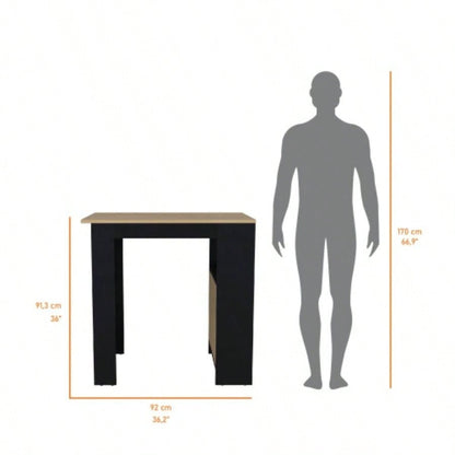 Black and Natural Oak 1 - Door Kitchen Island with Open Storage