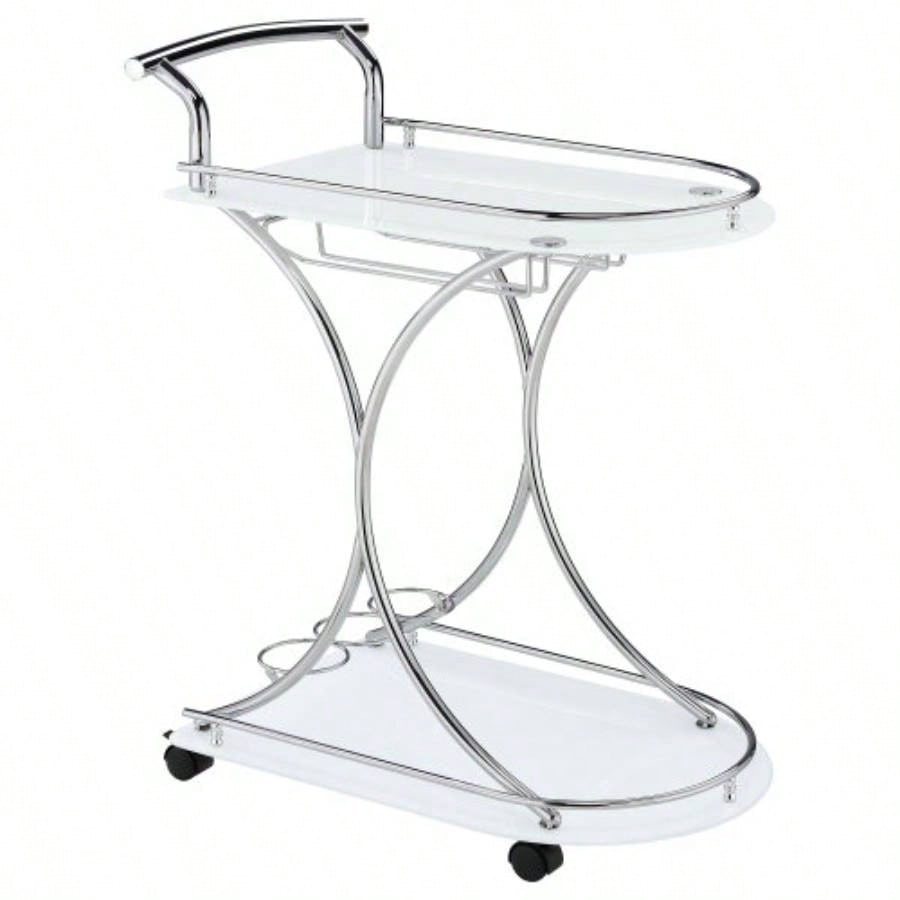Allen White and 2 - Tier Glass Shelf Metal Bar Cart