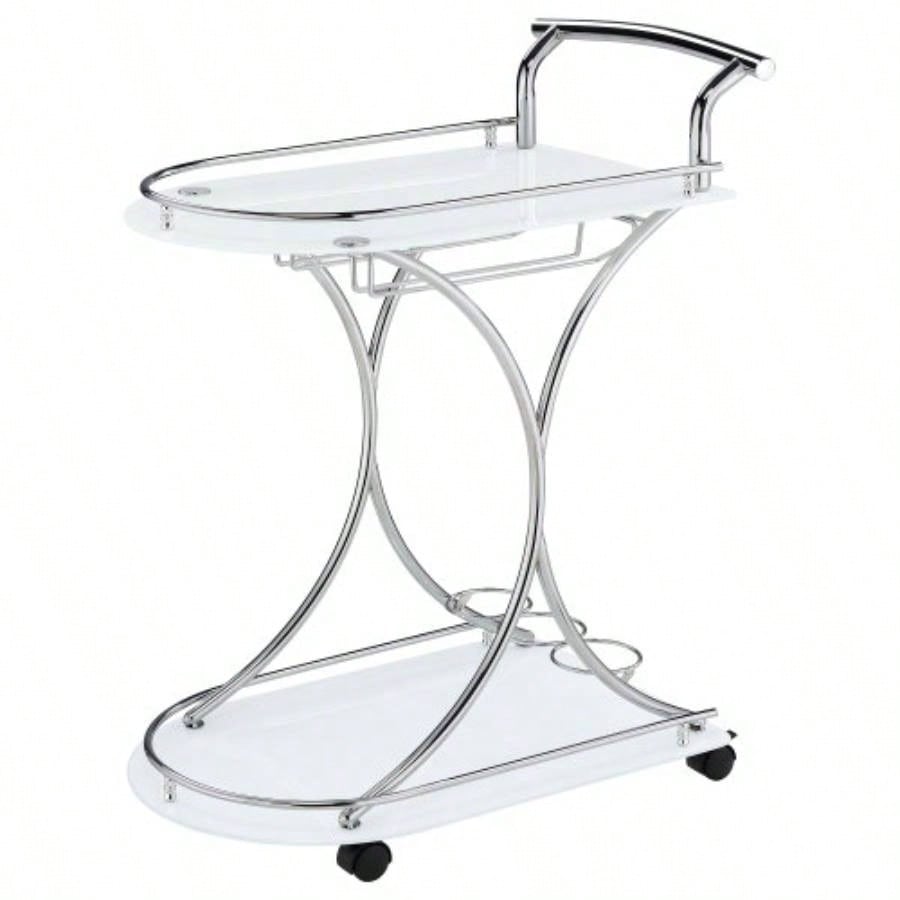 Allen White and 2 - Tier Glass Shelf Metal Bar Cart