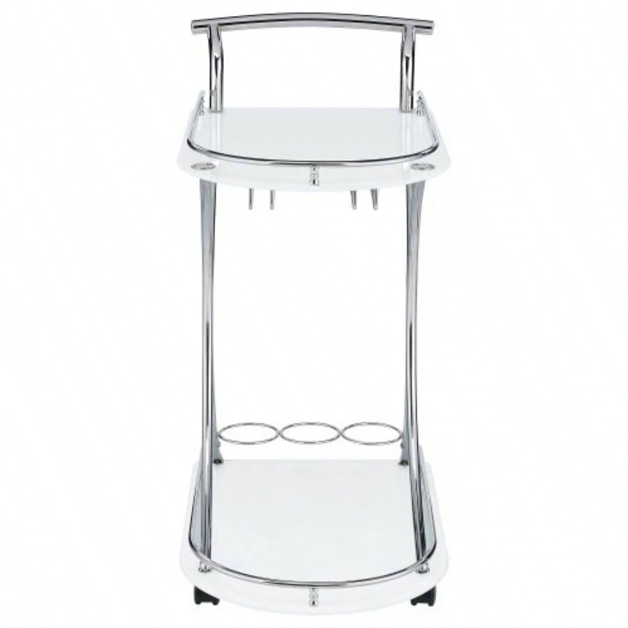 Allen White and 2 - Tier Glass Shelf Metal Bar Cart