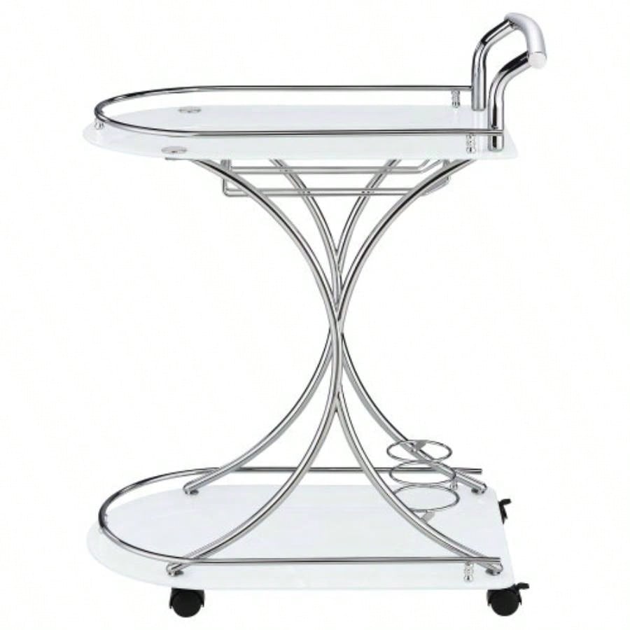 Allen White and 2 - Tier Glass Shelf Metal Bar Cart