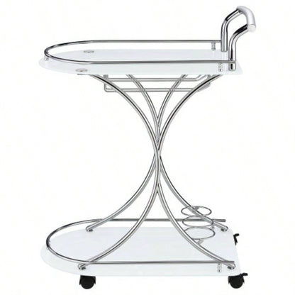 Allen White and 2 - Tier Glass Shelf Metal Bar Cart
