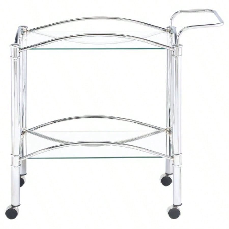 Porch Den 2 - Tier Rectangular Glass Shelf Metal Bar Cart