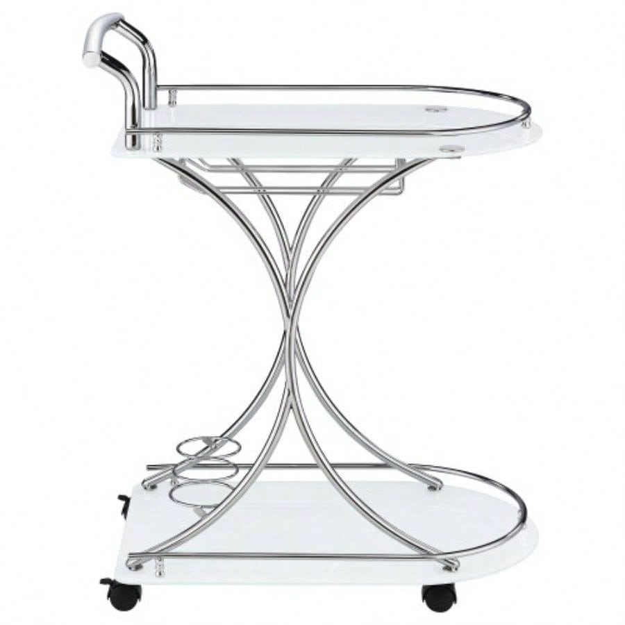 Allen White and 2 - Tier Glass Shelf Metal Bar Cart