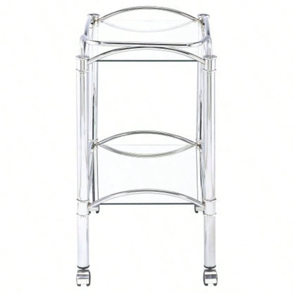 Porch Den 2 - Tier Rectangular Glass Shelf Metal Bar Cart