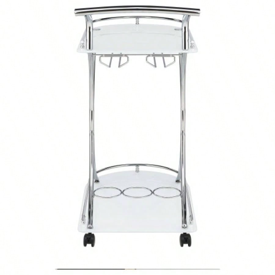 Allen White and 2 - Tier Glass Shelf Metal Bar Cart