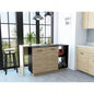 Chesterfield 2 - Shelf 1 - Drawer Kitchen Island Black Wengue and Light Oak