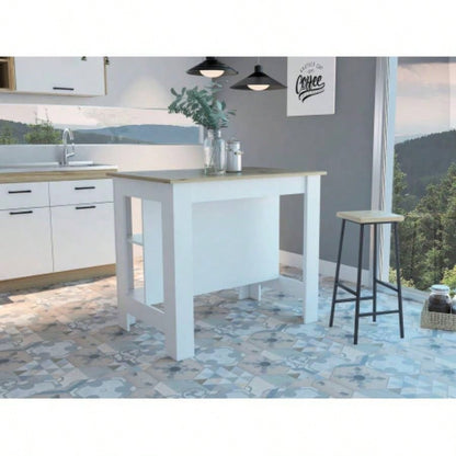 Cala Kitchen Island Antibacterial, Three Shelves, Four - Light Oak/ White