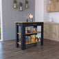 Kitchen Island 40 Inches Dozza, Two Shelves, Black Wengue/ Light Oak