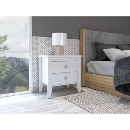 Breeze Four - Legged Modern Bedroom Nightstand, with Two Drawers