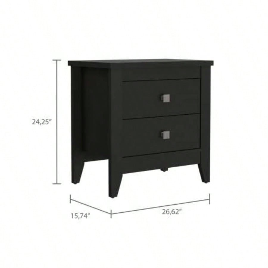 Breeze Four - Legged Modern Bedroom Nightstand, with Two Drawers