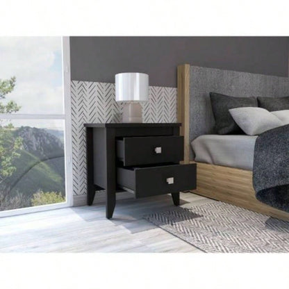 Breeze Four - Legged Modern Bedroom Nightstand, with Two Drawers