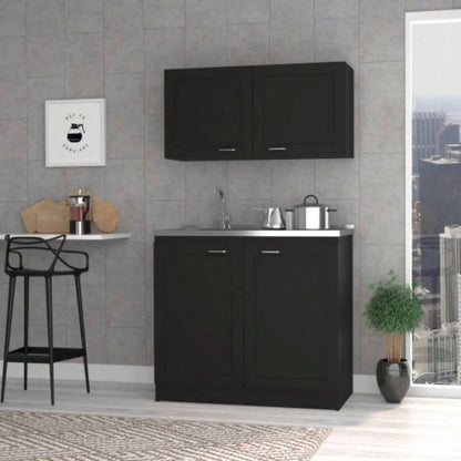 Zurich Cabinet Set, Two Shelves Black