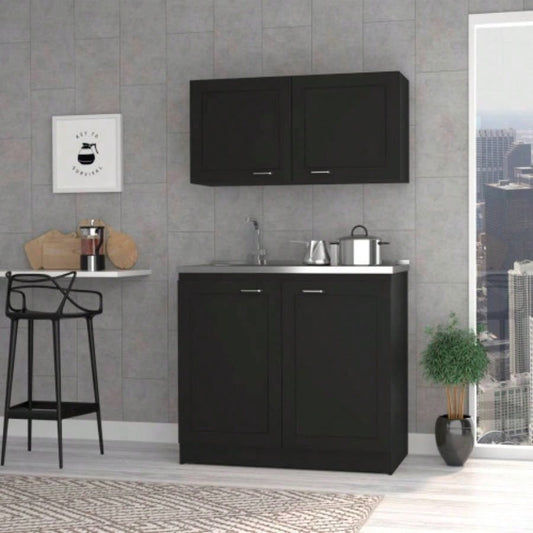 Zurich Cabinet Set, Two Shelves Black