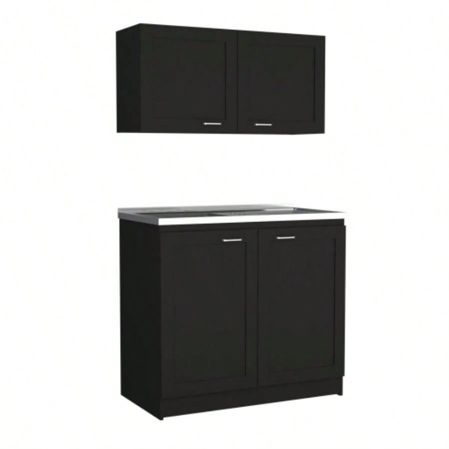 Zurich Cabinet Set, Two Shelves Black