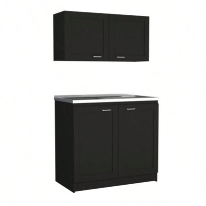 Zurich Cabinet Set, Two Shelves Black