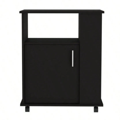 Correy 4 - Shelf Microwave Cabinet with Caster Black Wengue
