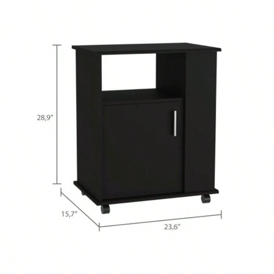 Correy 4 - Shelf Microwave Cabinet with Caster Black Wengue