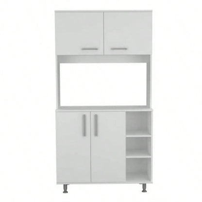 Nadina 4 - Door 2 - Drawer 2 - piece Kitchen Set, Kitchen Island and Kitchen Pantry White and Light Oak