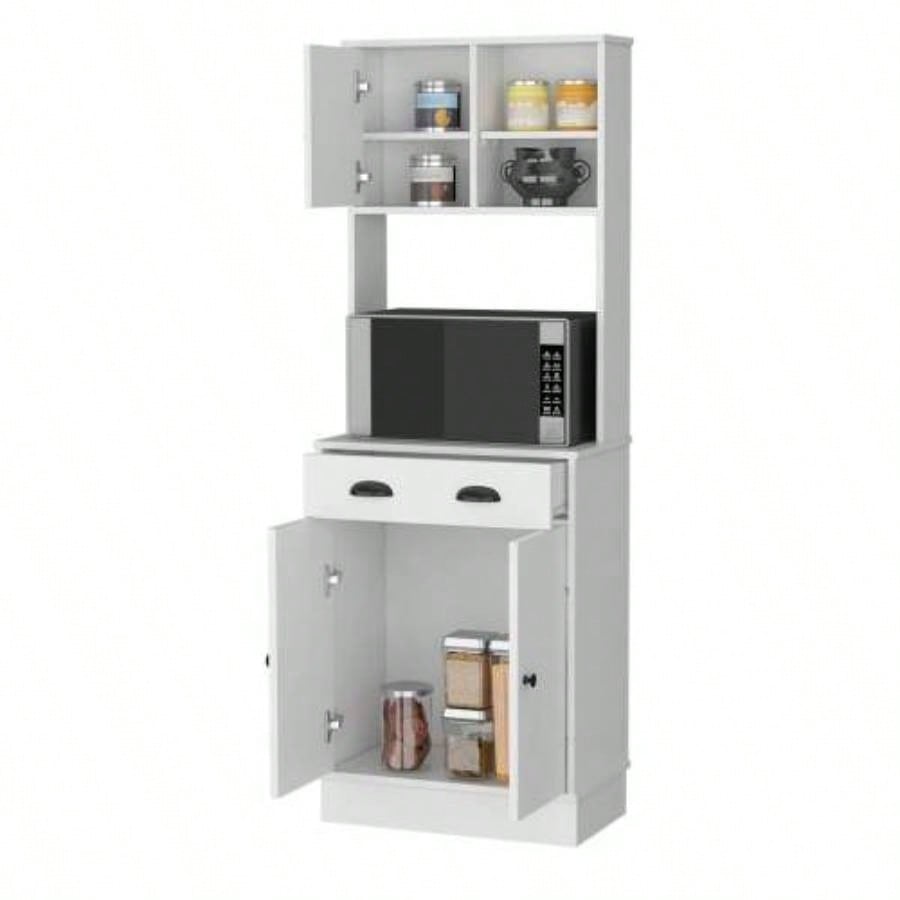 Microwave Kitchen Cabinet with 3 - Doors, Handles and Drawer