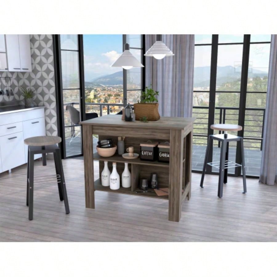 Dark Brown 3 - Shelf Kitchen Island