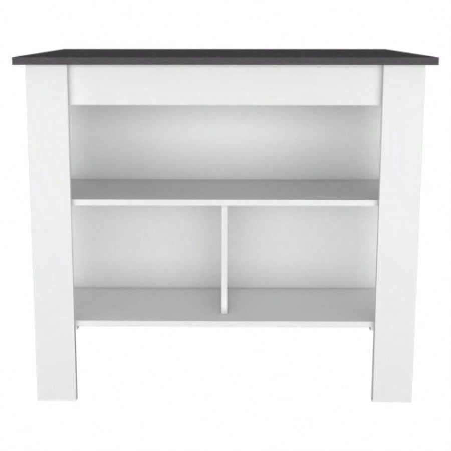 Rockaway 3 - Shelf Kitchen Island White and Onix