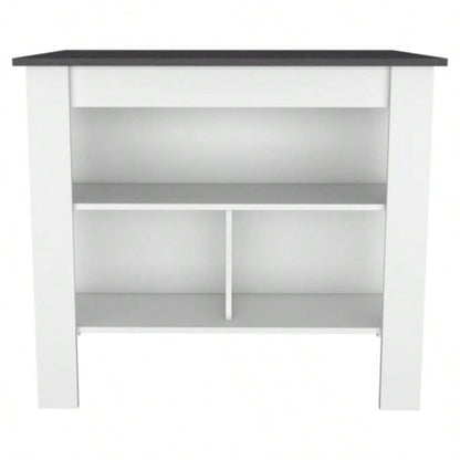 Rockaway 3 - Shelf Kitchen Island White and Onix