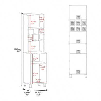 White Kitchen Pantry with Pneumatic Door and Open Storage