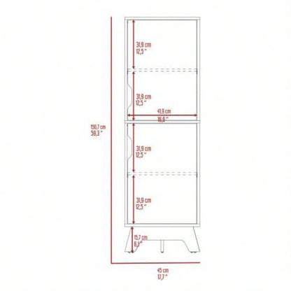 British Single Kitchen Pantry, Four Storage Shelves, Double Doors Cabinets
