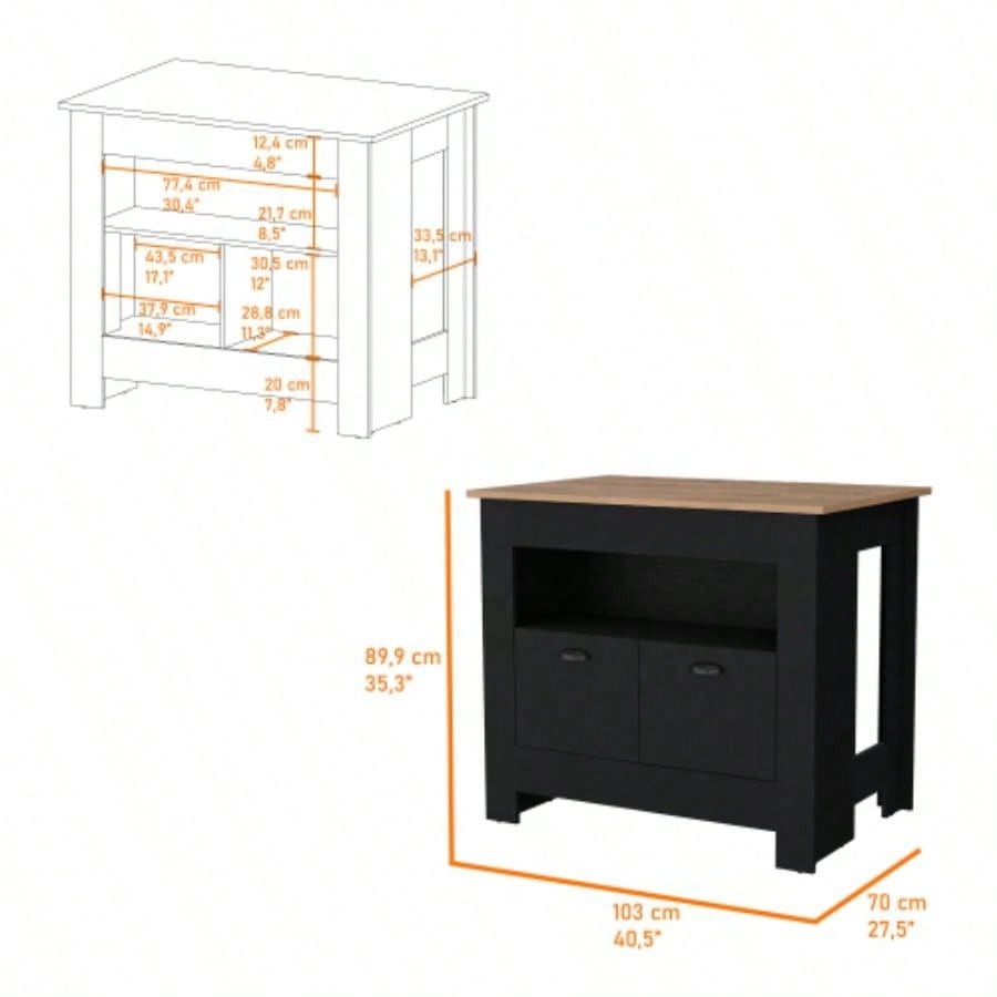 Black 2 - Door Kitchen Island