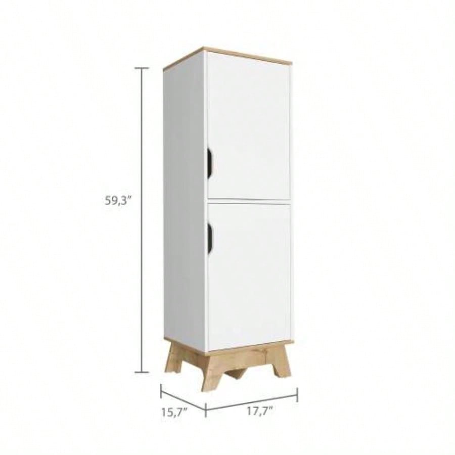 British Single Kitchen Pantry, Four Storage Shelves, Double Doors Cabinets