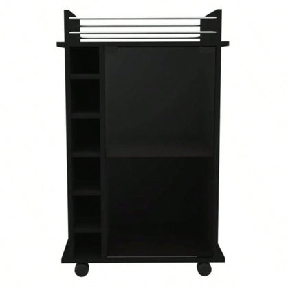 Savannah 6 - Bottle 3 - Shelf Bar Cart Black Wengue