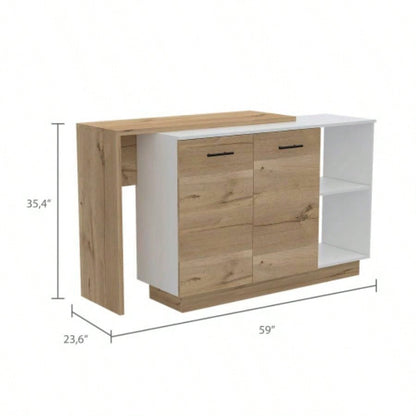 Chesterfield 2 - Shelf 1 - Drawer 3 - Division Kitchen Island White