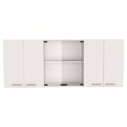 White and Light Oak 2 - Piece Kitchen Set, Kitchen Island and Wall Cabinet