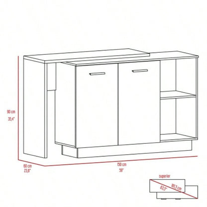 Chesterfield 2 - Shelf 1 - Drawer 3 - Division Kitchen Island White