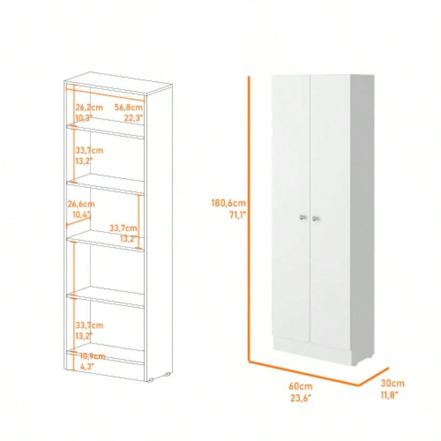 White and Light Oak 4 - Door 2 - piece Kitchen Set, Kitchen Island and Pantry Cabinet