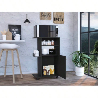Napenthe 1 - Shelf Kitchen Cart with Caster Black Wengue
