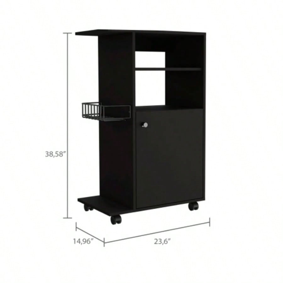 Napenthe 1 - Shelf Kitchen Cart with Caster Black Wengue
