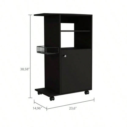 Napenthe 1 - Shelf Kitchen Cart with Caster Black Wengue